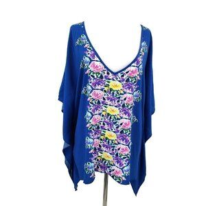 NWOT Blu Moon Blue Floral Coverup Womens XS Tunic Top Rayon